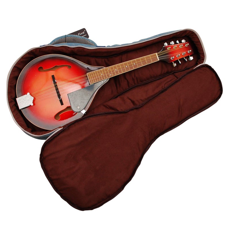MUSIC FIRST Original Design 15mm Thick Padded Vintage & Retro Jeans Cloth/Denim A & F Style (Standard) Mandolin Gig Bag (Soft Case) Fits Most A Mandolins - Image 2